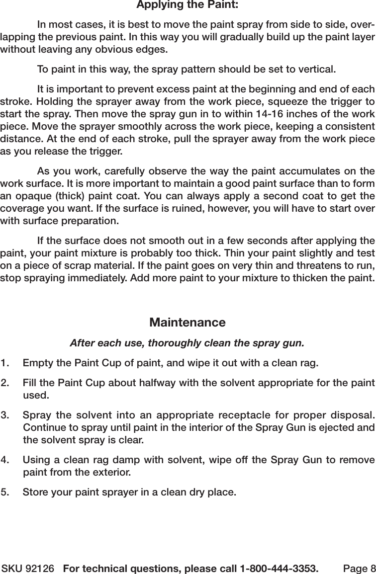 Page 8 of 12 - Harbor-Freight Harbor-Freight-4-Oz-Adjustable-Detail-Air-Spray-Gun-Product-Manual-  Harbor-freight-4-oz-adjustable-detail-air-spray-gun-product-manual