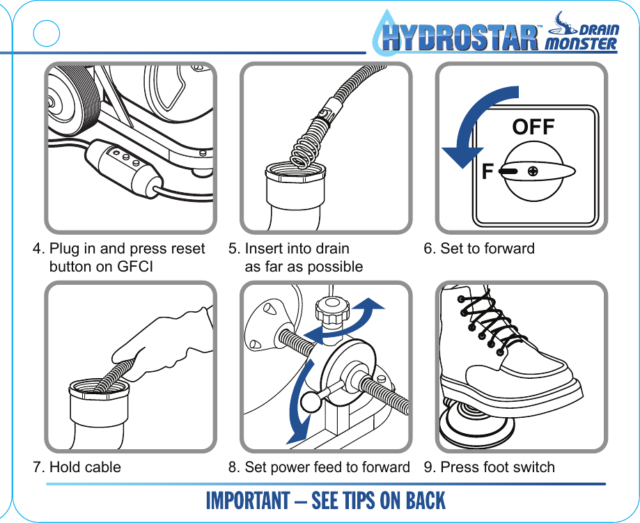 Page 3 of 8 - Harbor-Freight Harbor-Freight-50-Ft-Commercial-Power-Feed-Drain-Cleaner-With-Gfci-Quick-Start-Manual-  Harbor-freight-50-ft-commercial-power-feed-drain-cleaner-with-gfci-quick-start-manual