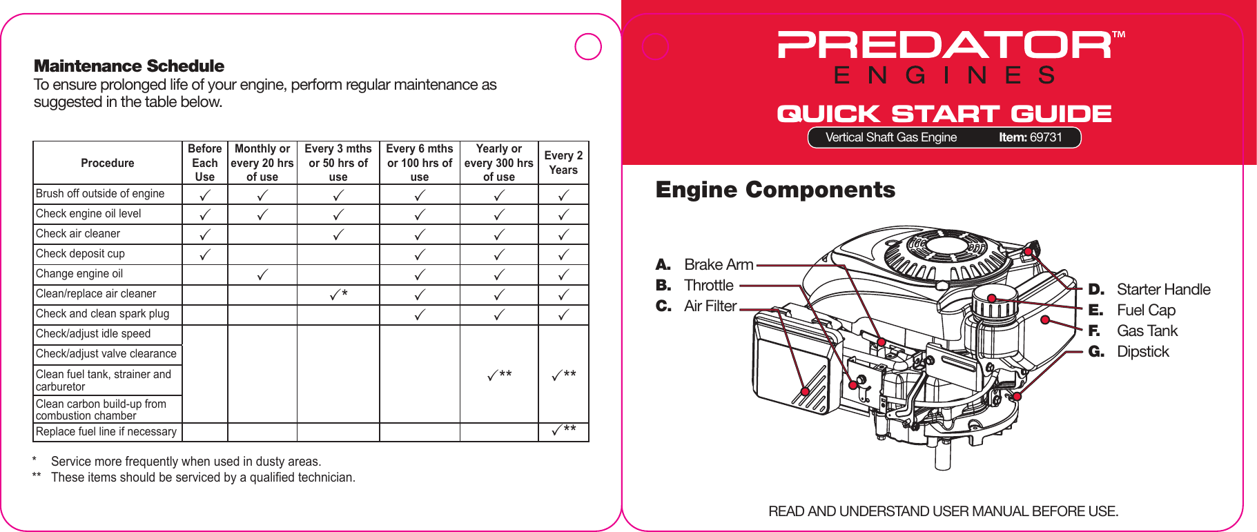 Page 1 of 2 - Harbor-Freight Harbor-Freight-5-5-Hp-173Cc-Ohv-Vertical-Shaft-Gas-Engine-Carb-Quick-Start-Manual- 69731_Q_082112  Harbor-freight-5-5-hp-173cc-ohv-vertical-shaft-gas-engine-carb-quick-start-manual