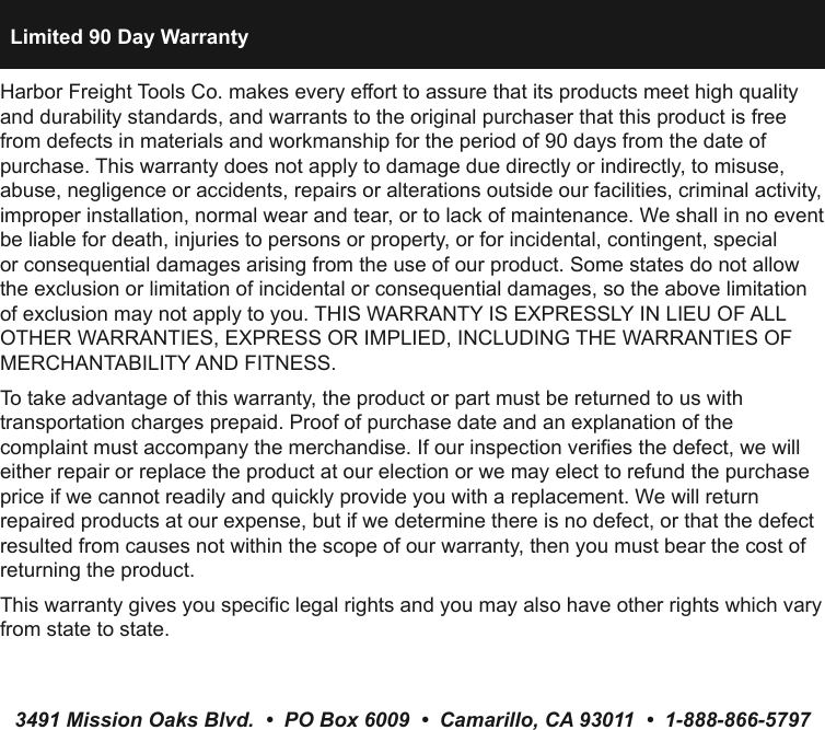 Page 8 of 8 - Harbor-Freight Harbor-Freight-5-Function-Clamp-On-Digital-Multimeter-Product-Manual-  Harbor-freight-5-function-clamp-on-digital-multimeter-product-manual