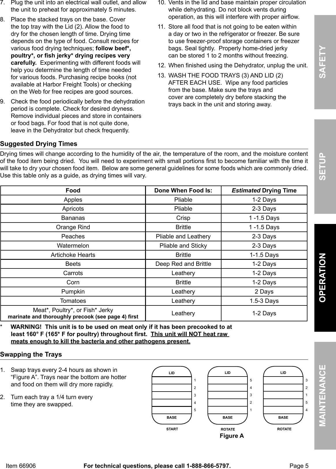 Page 5 of 8 - Harbor-Freight Harbor-Freight-5-Tier-Food-Dehydrator-Product-Manual-  Harbor-freight-5-tier-food-dehydrator-product-manual