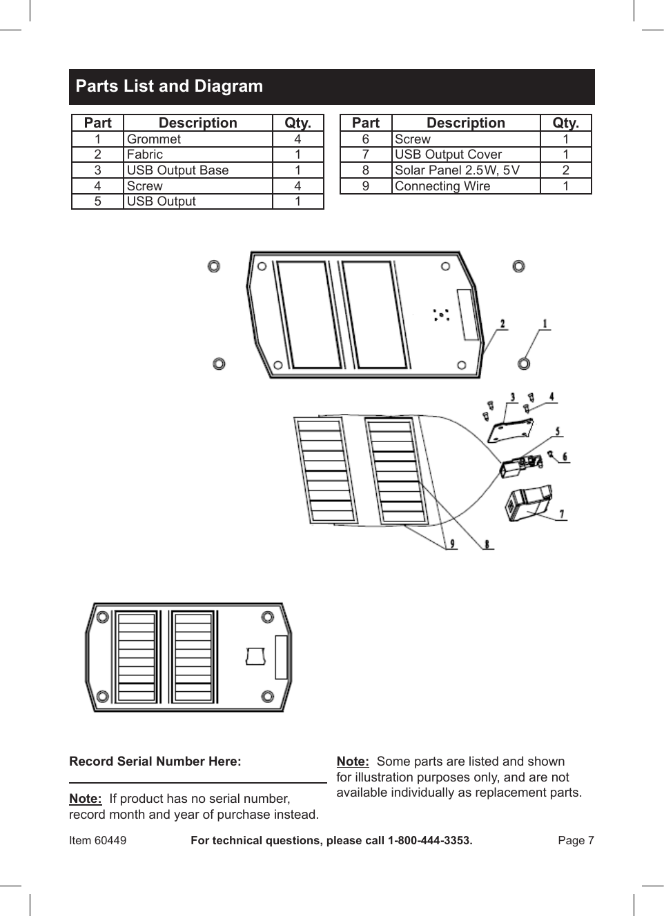Page 7 of 8 - Harbor-Freight Harbor-Freight-5-Watt-Foldable-Solar-Panel-Charger-Product-Manual-  Harbor-freight-5-watt-foldable-solar-panel-charger-product-manual