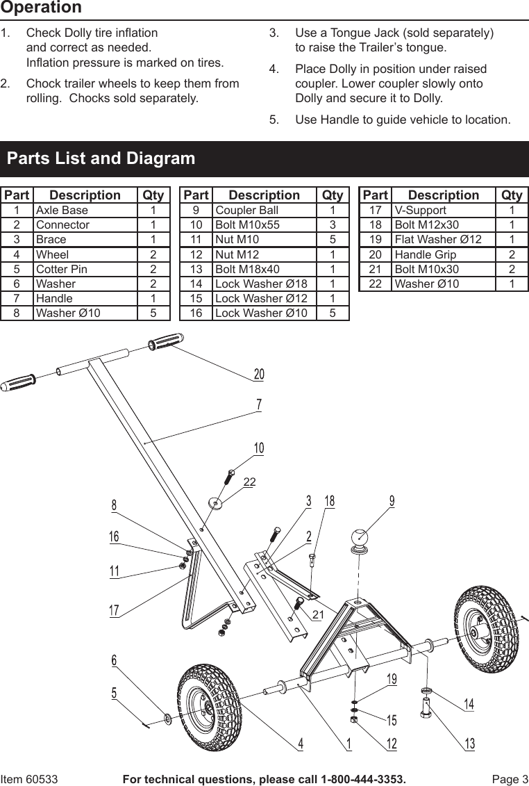 Page 3 of 4 - Harbor-Freight Harbor-Freight-600-Lb-Heavy-Duty-Trailer-Dolly-Product-Manual-  Harbor-freight-600-lb-heavy-duty-trailer-dolly-product-manual