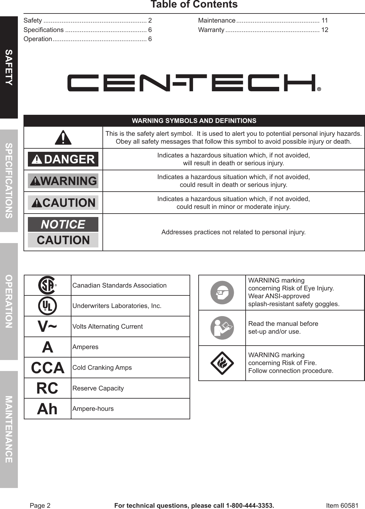 Page 2 of 12 - Harbor-Freight Harbor-Freight-60581-Owner-S-Manual