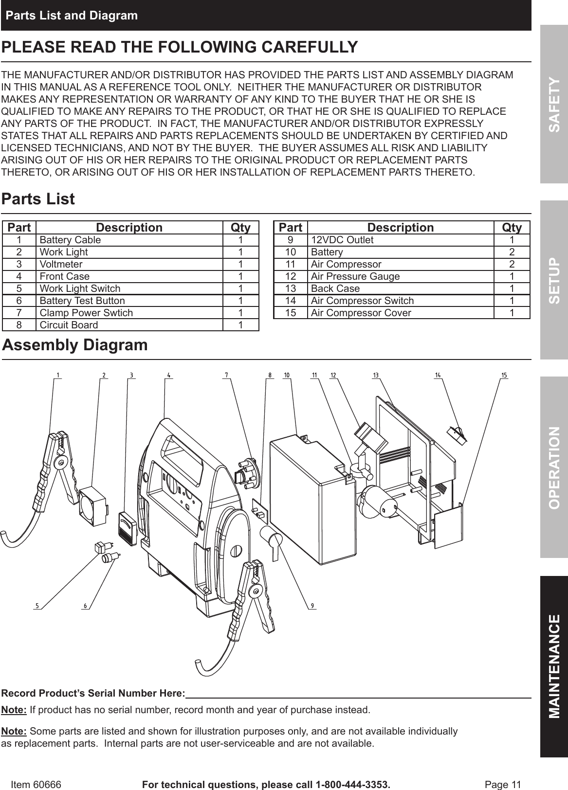 Harbor Freight 60666 Owner S Manual