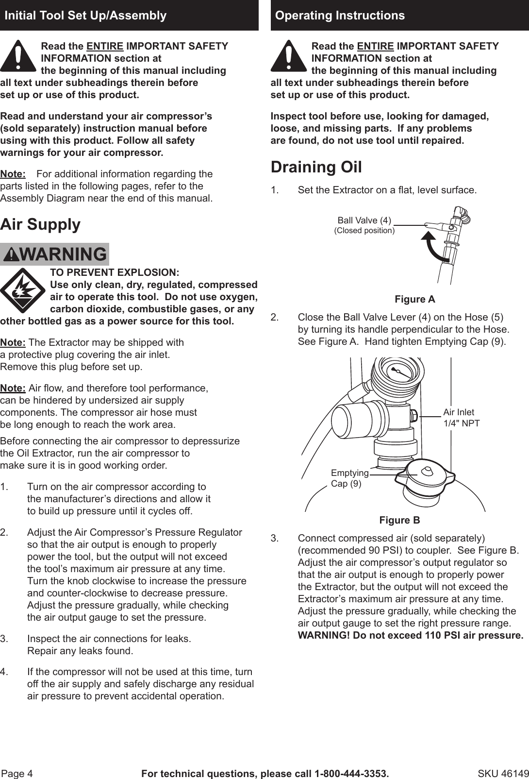 Page 4 of 8 - Harbor-Freight Harbor-Freight-6-25-Gal-Oil-Extractor-Product-Manual-  Harbor-freight-6-25-gal-oil-extractor-product-manual