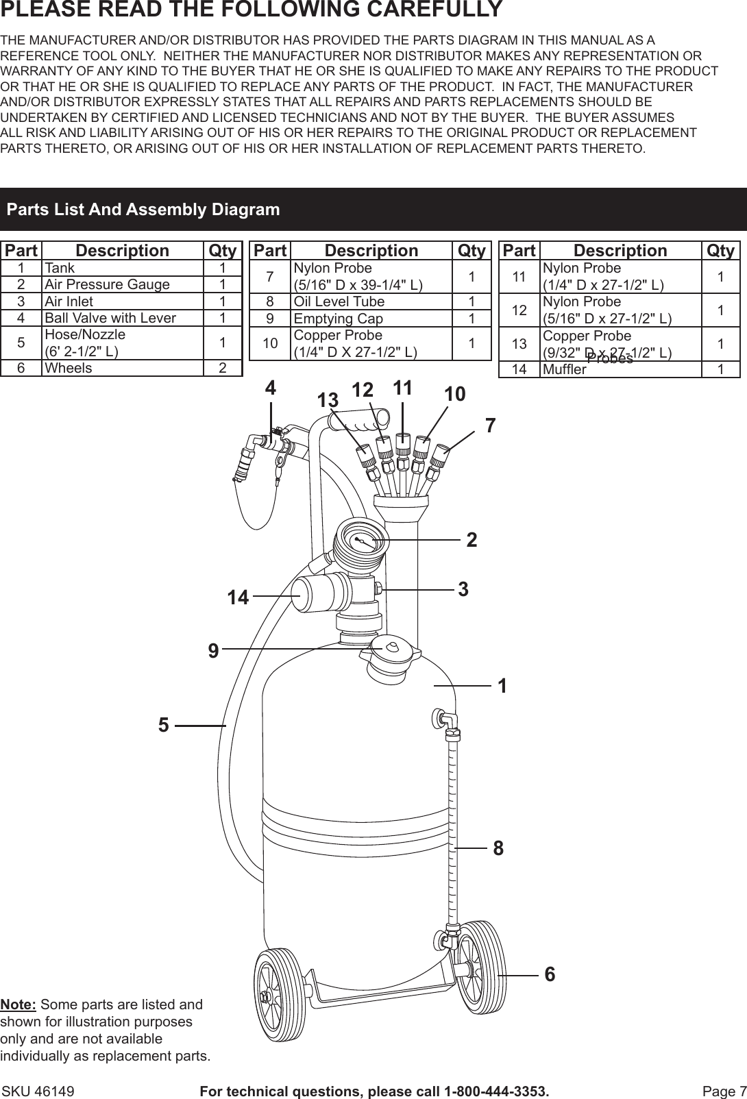 Page 7 of 8 - Harbor-Freight Harbor-Freight-6-25-Gal-Oil-Extractor-Product-Manual-  Harbor-freight-6-25-gal-oil-extractor-product-manual