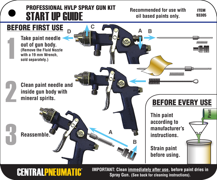 Page 1 of 2 - Harbor-Freight Harbor-Freight-64-Oz-Professional-Hvlp-Air-Spray-Gun-Kit-Quick-Start-Manual-  Harbor-freight-64-oz-professional-hvlp-air-spray-gun-kit-quick-start-manual