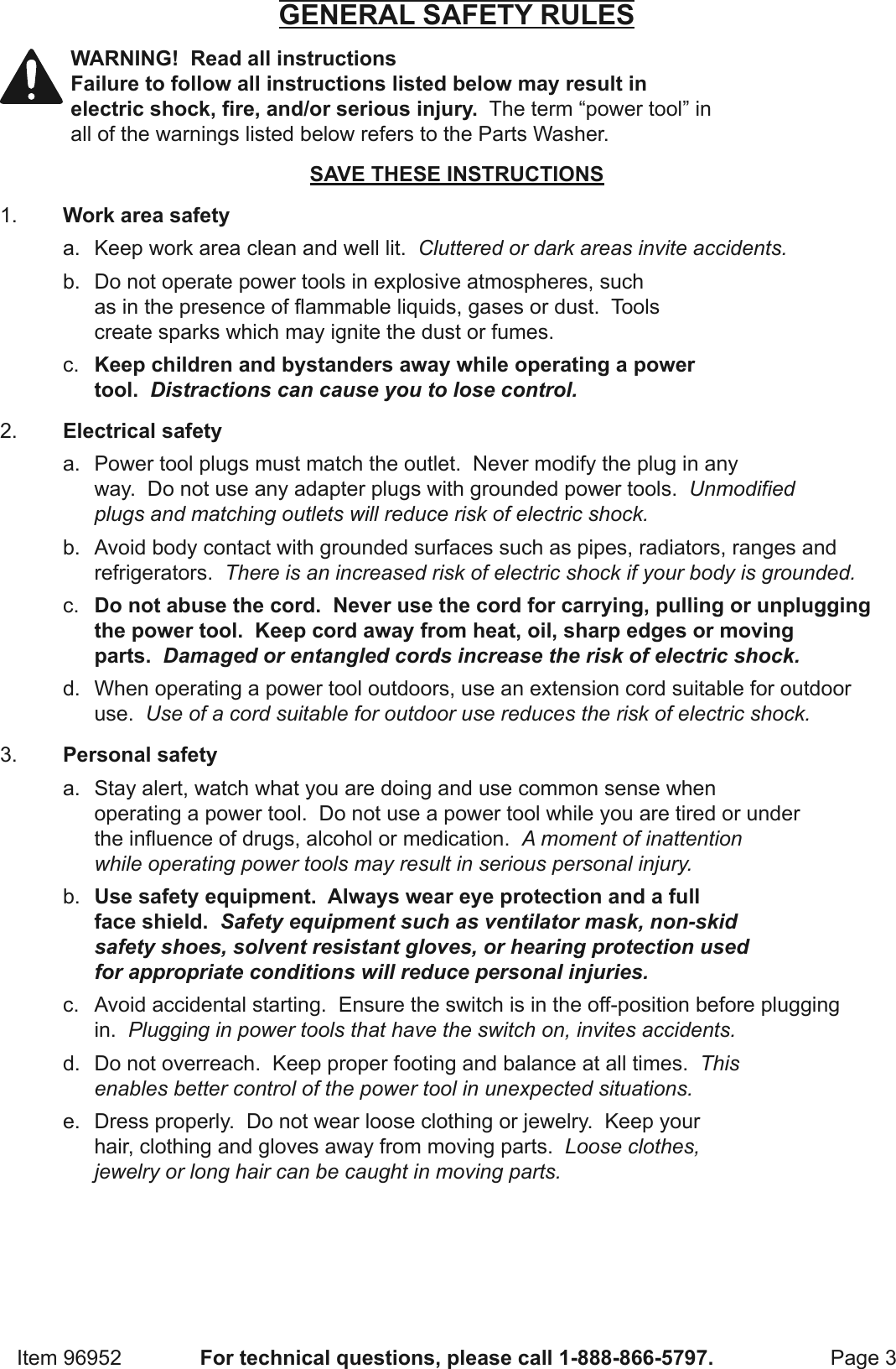 Page 3 of 12 - Harbor-Freight Harbor-Freight-6-5-Gal-Portable-Parts-Washer-With-Pump-Product-Manual-  Harbor-freight-6-5-gal-portable-parts-washer-with-pump-product-manual