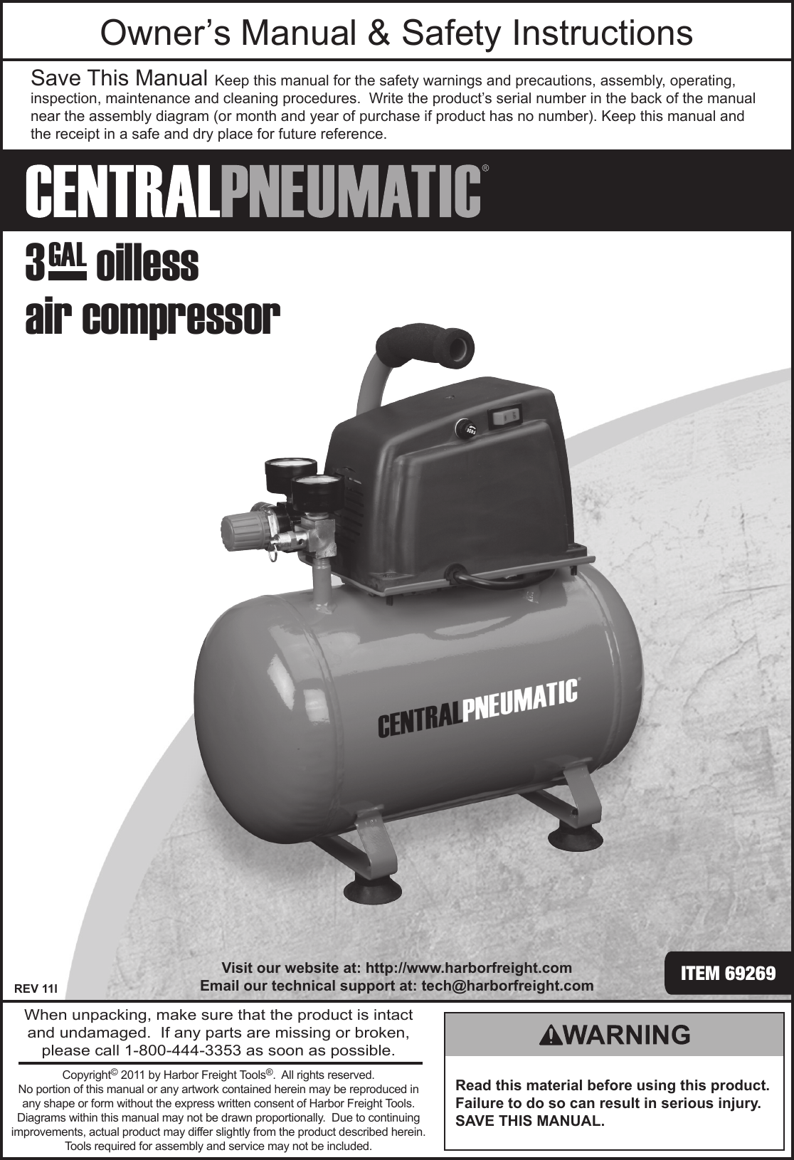 Harbor Freight 69269 Owner S Manual