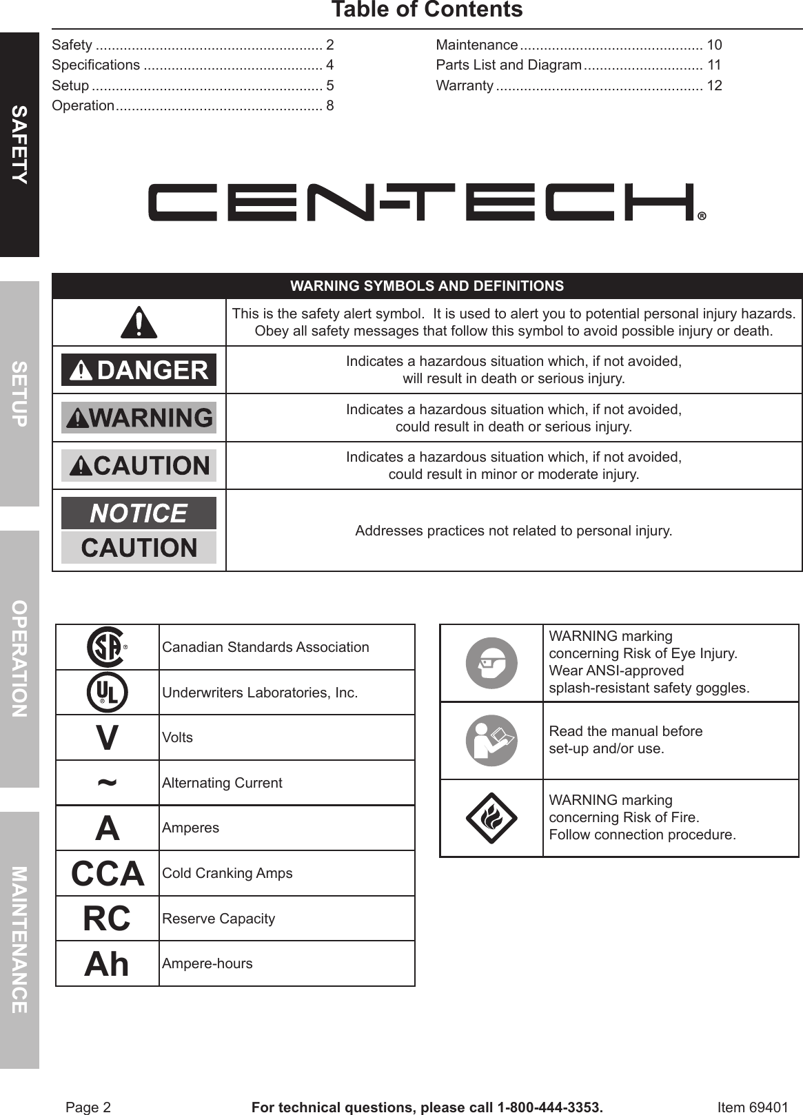 Page 2 of 12 - Harbor-Freight Harbor-Freight-69401-Owner-S-Manual