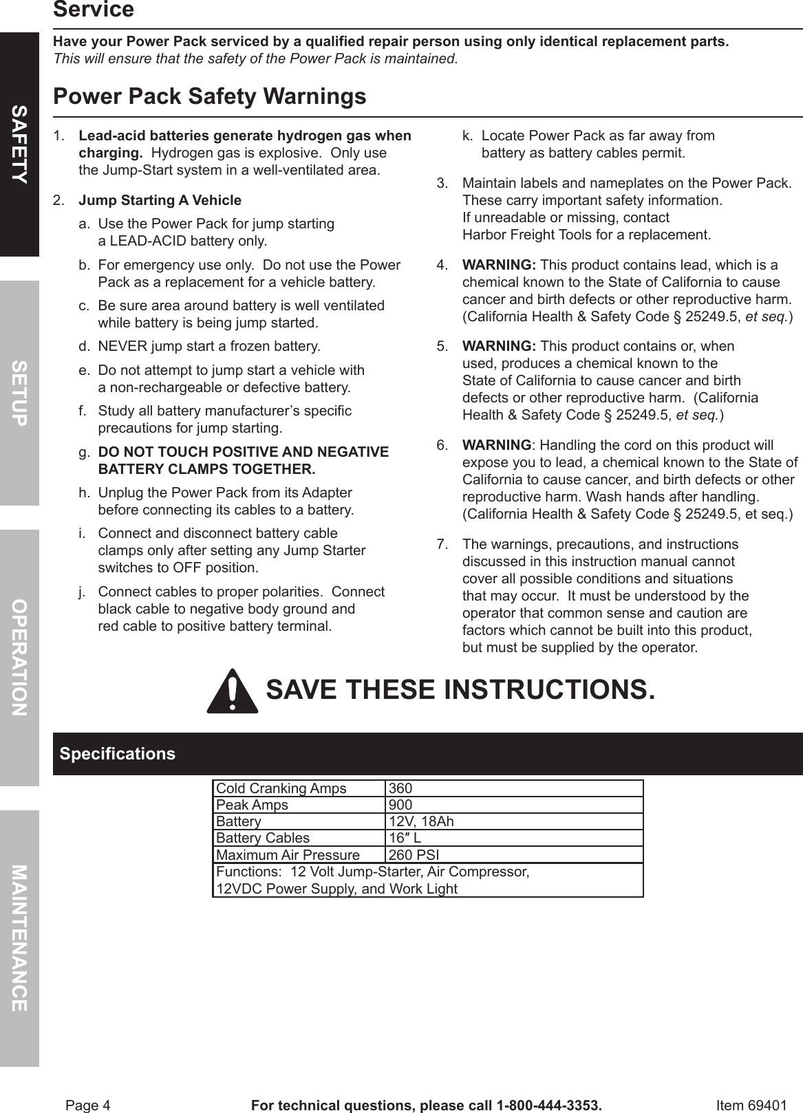 Page 4 of 12 - Harbor-Freight Harbor-Freight-69401-Owner-S-Manual