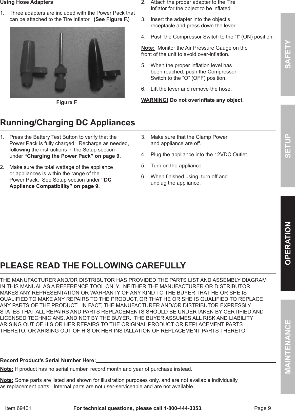 Page 9 of 12 - Harbor-Freight Harbor-Freight-69401-Owner-S-Manual