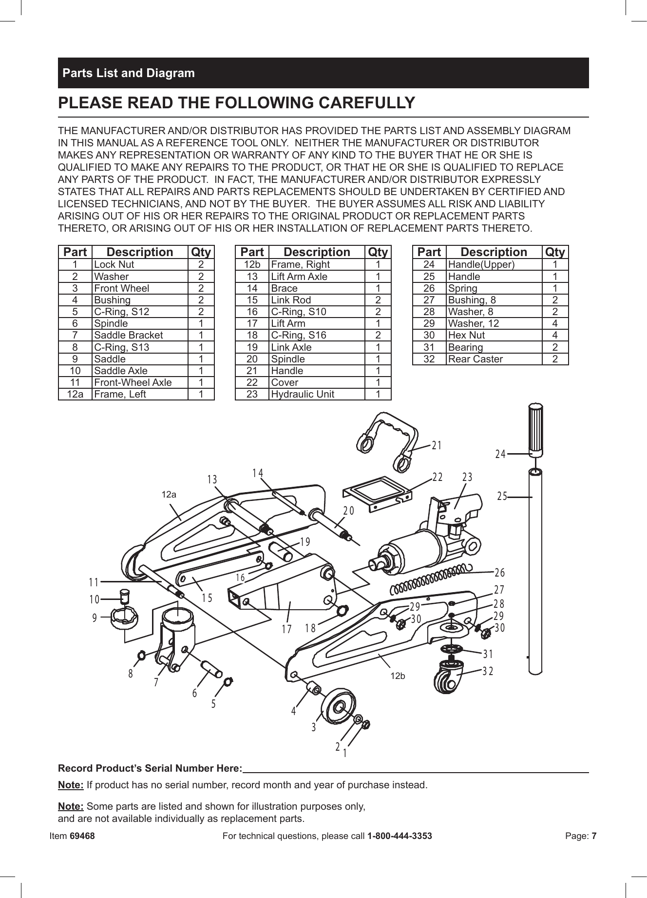 Page 7 of 8 - Harbor-Freight Harbor-Freight-69468-Owner-S-Manual
