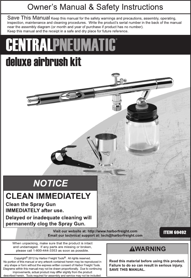 Harbor Freight 69492 Owner S Manual