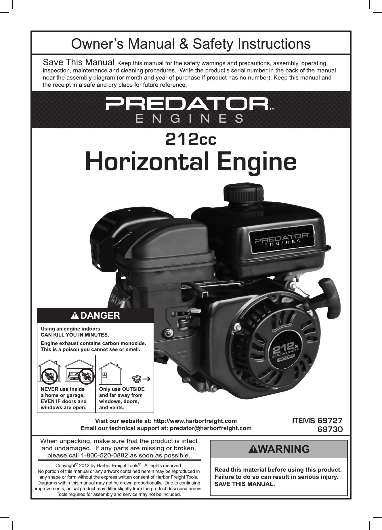Harbor Freight 69730 Owner S Manual