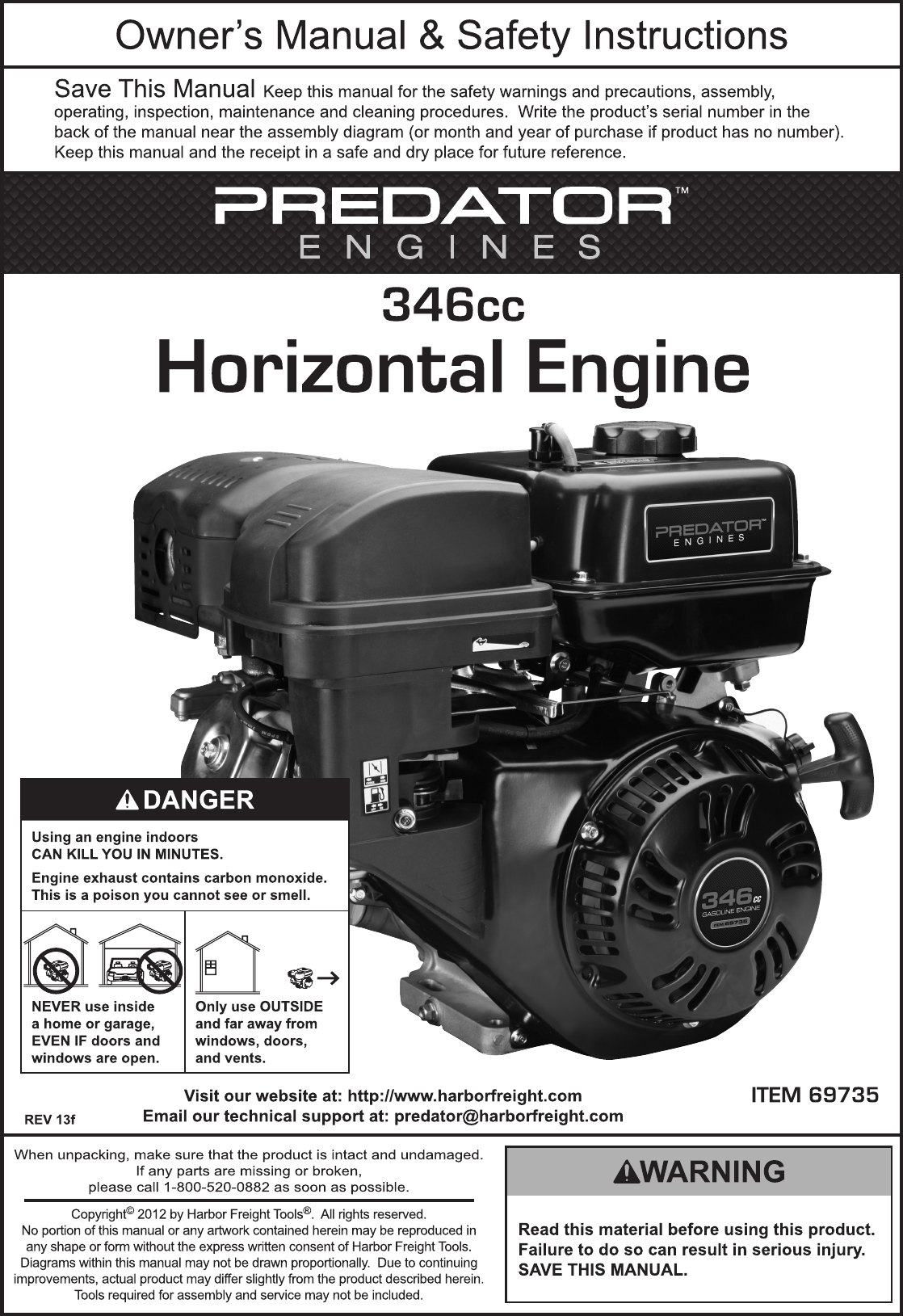 Harbor Freight 69735 Owner S Manual