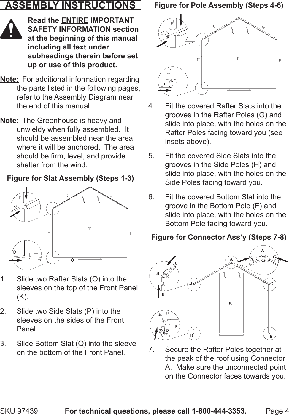 Page 4 of 8 - Harbor-Freight Harbor-Freight-6-Ft-X-6-Ft-Greenhouse-Product-Manual-  Harbor-freight-6-ft-x-6-ft-greenhouse-product-manual