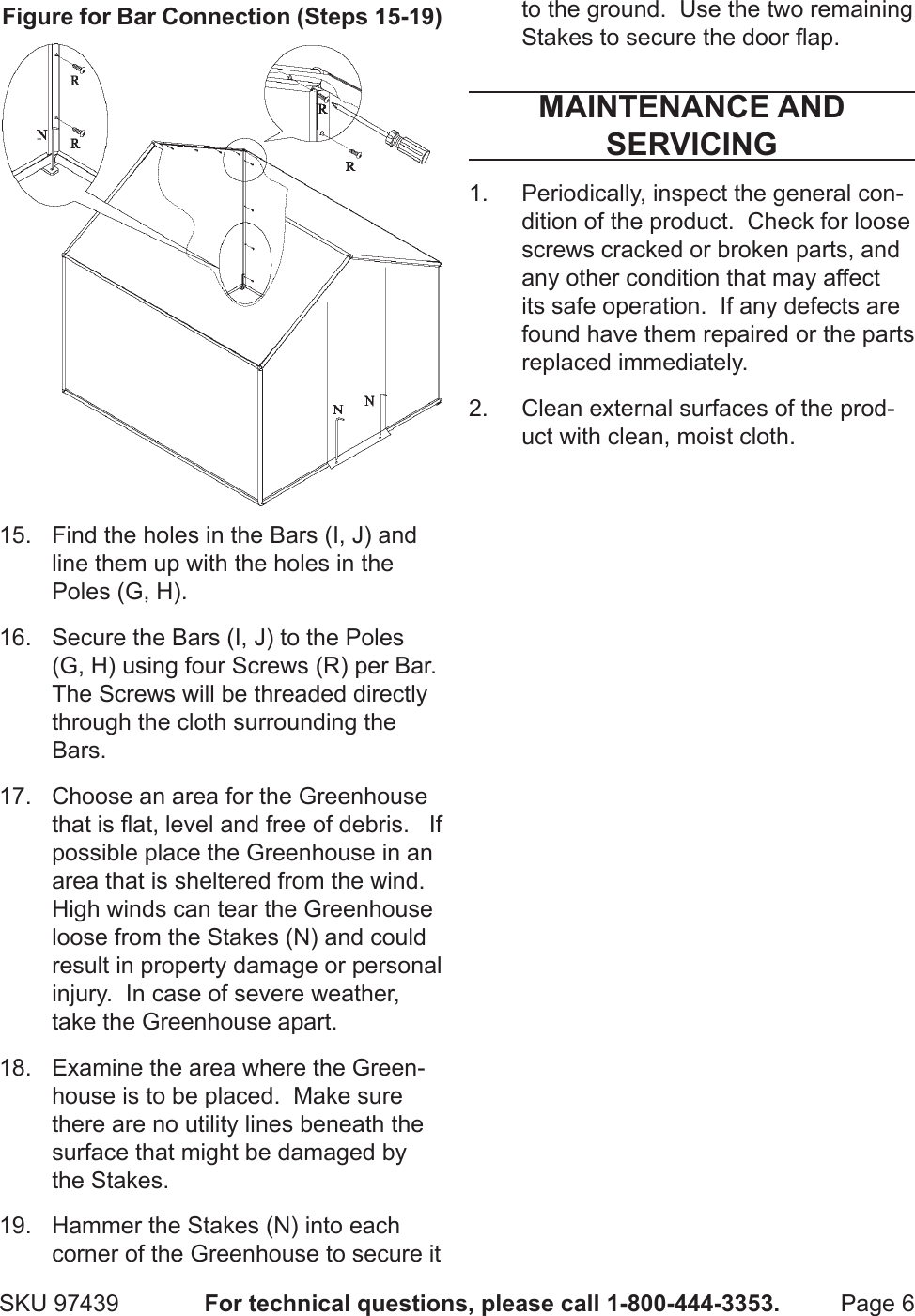 Page 6 of 8 - Harbor-Freight Harbor-Freight-6-Ft-X-6-Ft-Greenhouse-Product-Manual-  Harbor-freight-6-ft-x-6-ft-greenhouse-product-manual