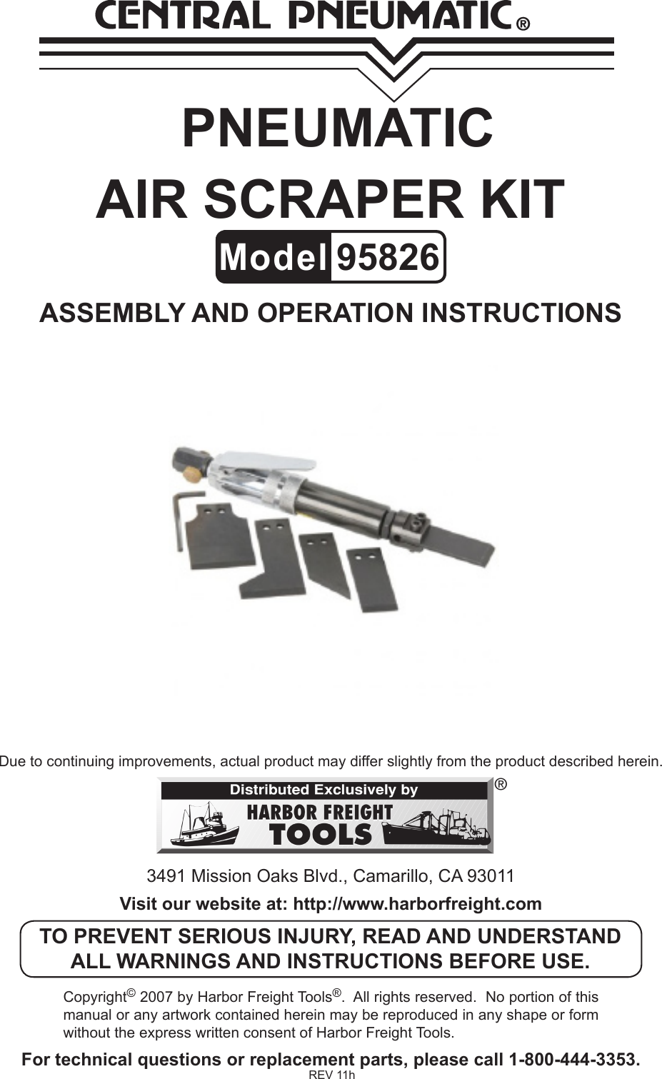 Page 1 of 9 - Harbor-Freight Harbor-Freight-6-Pc-Air-Scraper-Kit-Product-Manual-  Harbor-freight-6-pc-air-scraper-kit-product-manual