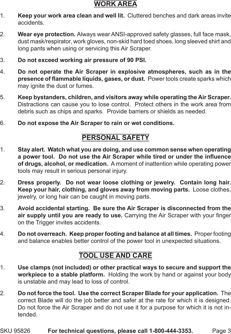 Page 3 of 9 - Harbor-Freight Harbor-Freight-6-Pc-Air-Scraper-Kit-Product-Manual-  Harbor-freight-6-pc-air-scraper-kit-product-manual