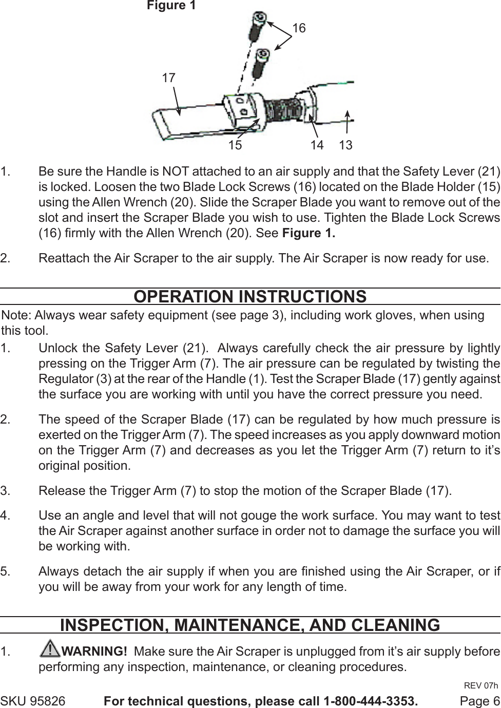 Page 6 of 9 - Harbor-Freight Harbor-Freight-6-Pc-Air-Scraper-Kit-Product-Manual-  Harbor-freight-6-pc-air-scraper-kit-product-manual
