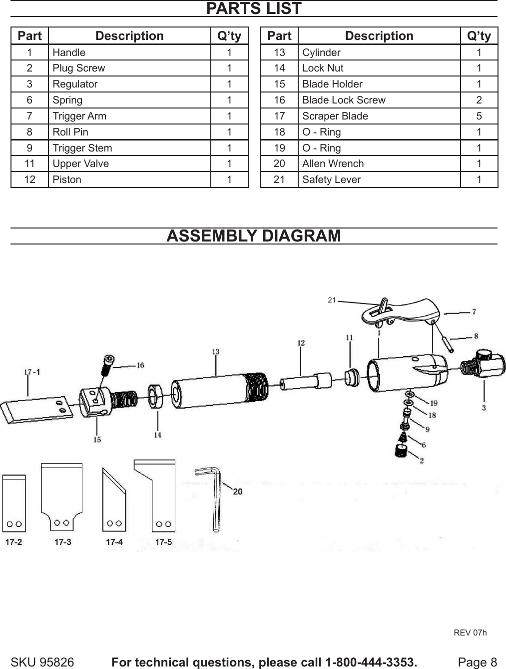 Page 8 of 9 - Harbor-Freight Harbor-Freight-6-Pc-Air-Scraper-Kit-Product-Manual-  Harbor-freight-6-pc-air-scraper-kit-product-manual