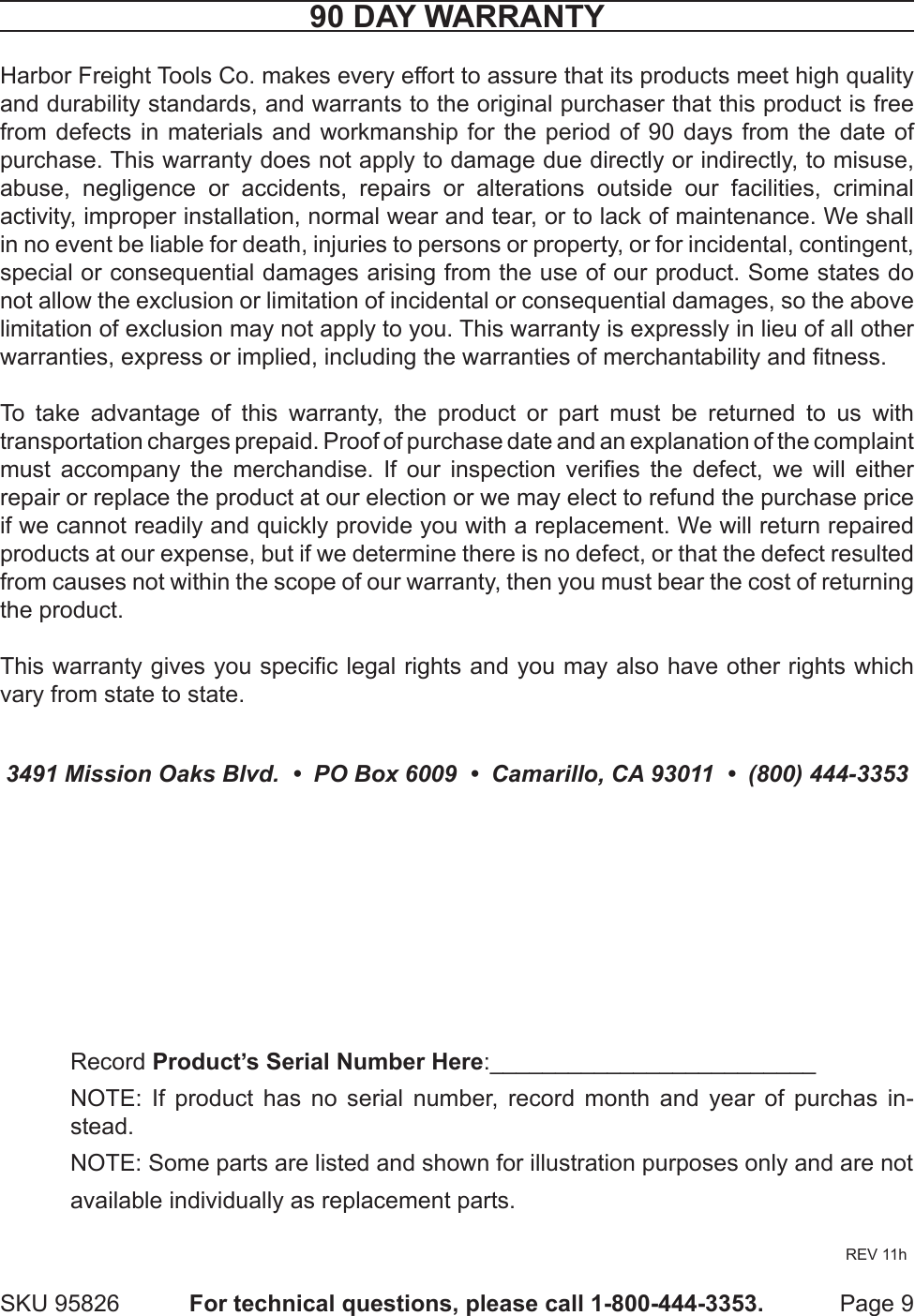 Page 9 of 9 - Harbor-Freight Harbor-Freight-6-Pc-Air-Scraper-Kit-Product-Manual-  Harbor-freight-6-pc-air-scraper-kit-product-manual