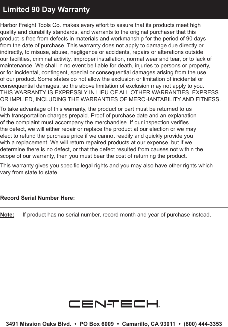 Page 4 of 4 - Harbor-Freight Harbor-Freight-70-Lb-32-Kg-Digital-Postal-Scale-Product-Manual-  Harbor-freight-70-lb-32-kg-digital-postal-scale-product-manual