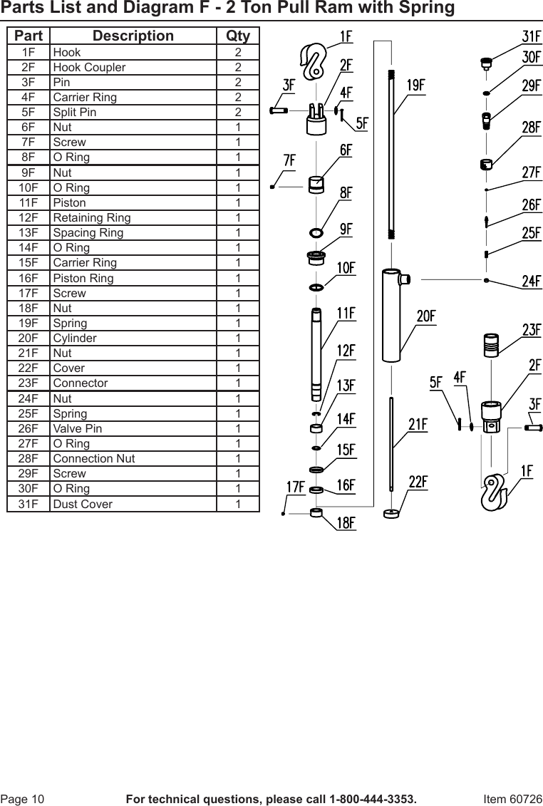 Page 10 of 12 - Harbor-Freight Harbor-Freight-7-Pc-Hydraulic-Auto-Body-Frame-Repair-Kit-Product-Manual-  Harbor-freight-7-pc-hydraulic-auto-body-frame-repair-kit-product-manual