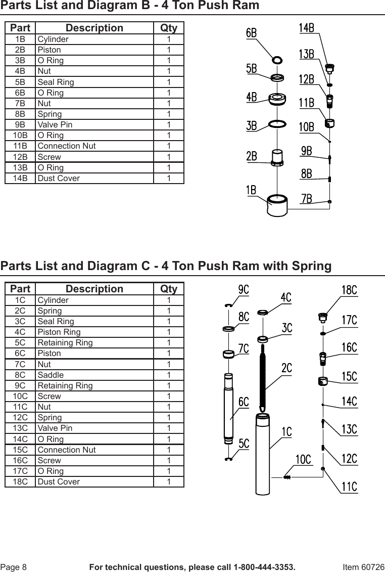 Page 8 of 12 - Harbor-Freight Harbor-Freight-7-Pc-Hydraulic-Auto-Body-Frame-Repair-Kit-Product-Manual-  Harbor-freight-7-pc-hydraulic-auto-body-frame-repair-kit-product-manual