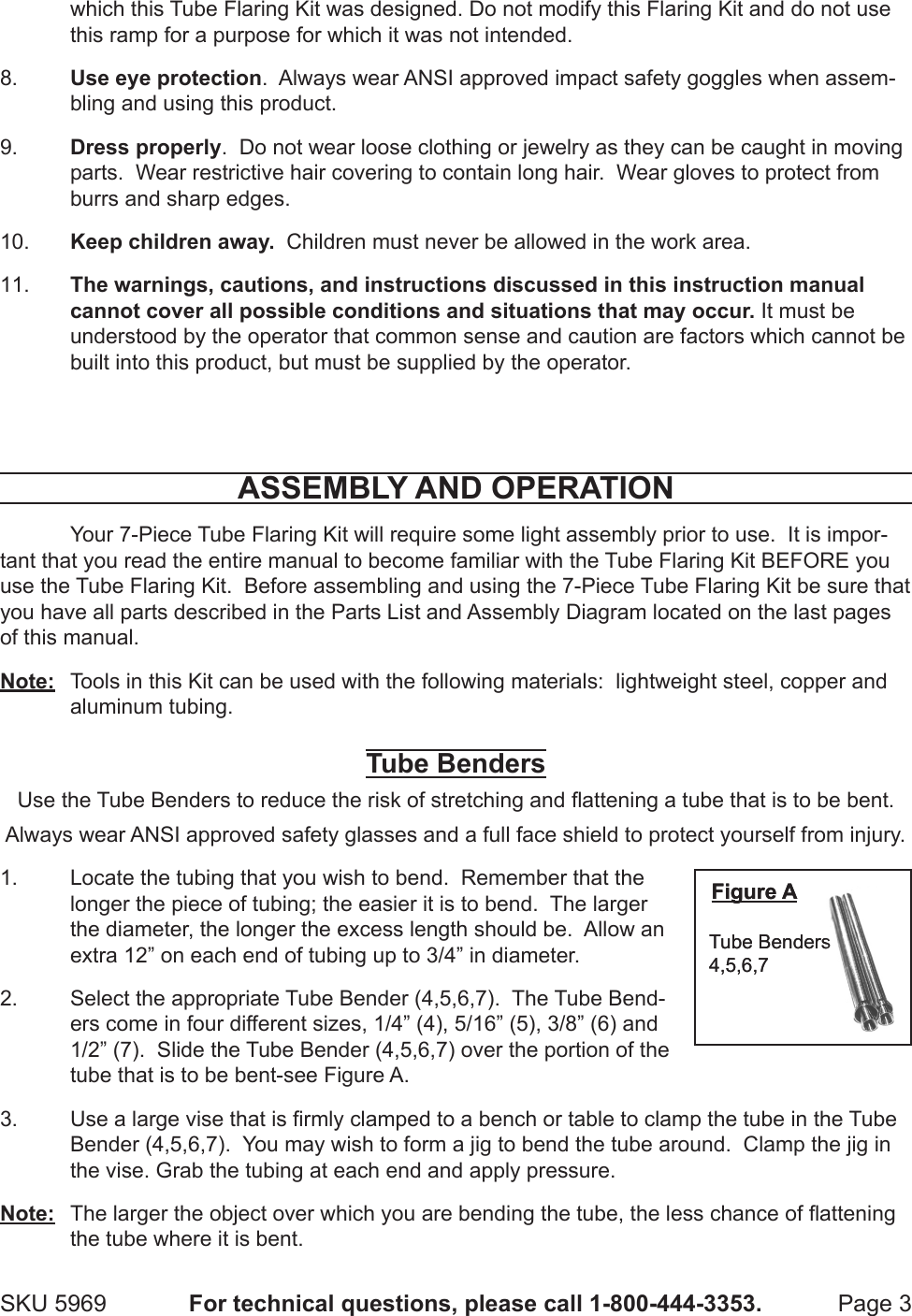 Page 3 of 7 - Harbor-Freight Harbor-Freight-7-Piece-Tube-Flaring-Kit-Product-Manual- Harbor-freight-7-piece-tube-flaring-kit-product-manual