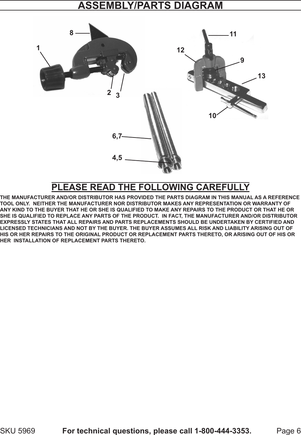 Harbor Freight 7 Piece Tube Flaring Kit Product Manual
