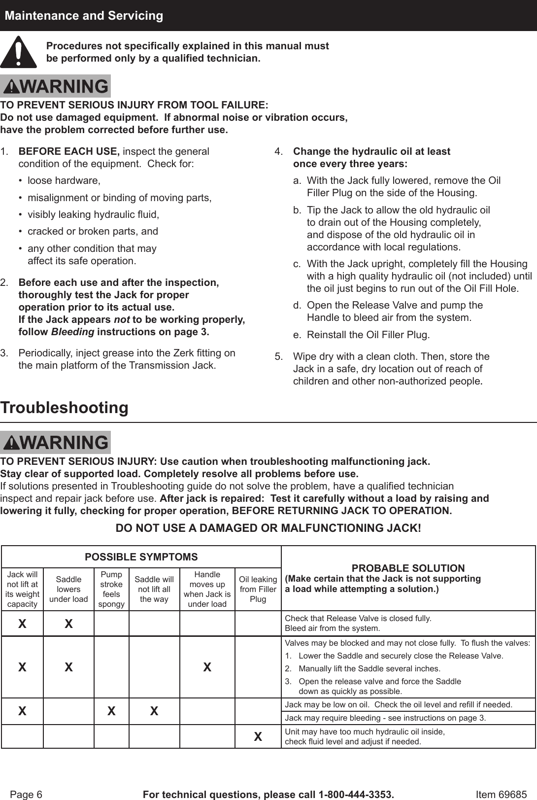 Page 6 of 8 - Harbor-Freight Harbor-Freight-800-Lb-Low-Lift-Transmission-Jack-Product-Manual-  Harbor-freight-800-lb-low-lift-transmission-jack-product-manual