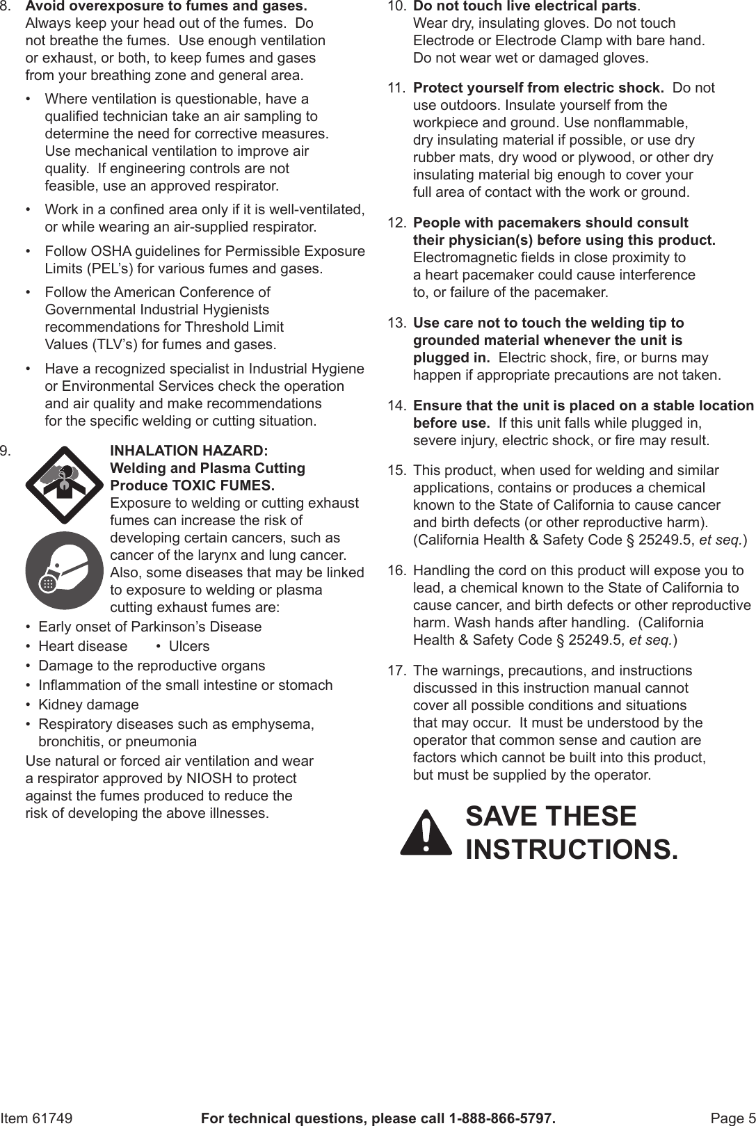 Harbor Freight 80 Amp Dc 120 Volt Inverter Stick Welder Product Manual