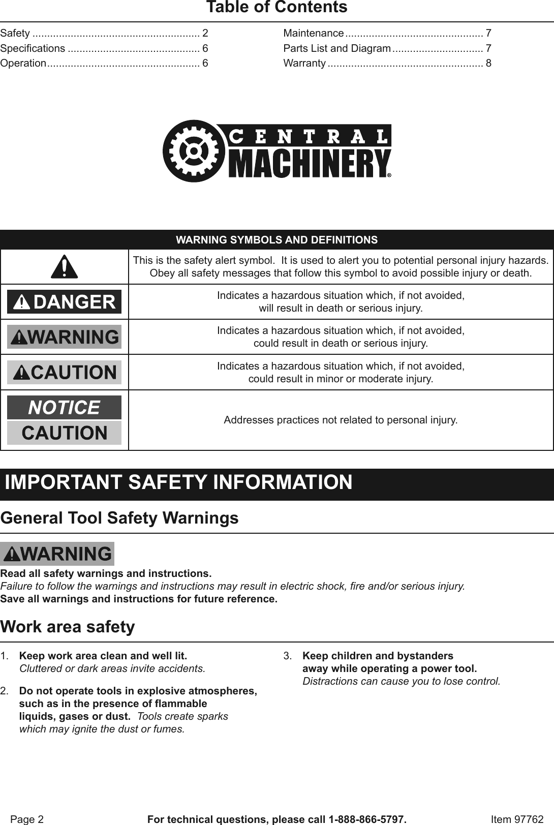 Page 2 of 8 - Harbor-Freight Harbor-Freight-8In-Portable-Ventilator-Product-Manual-  Harbor-freight-8in-portable-ventilator-product-manual