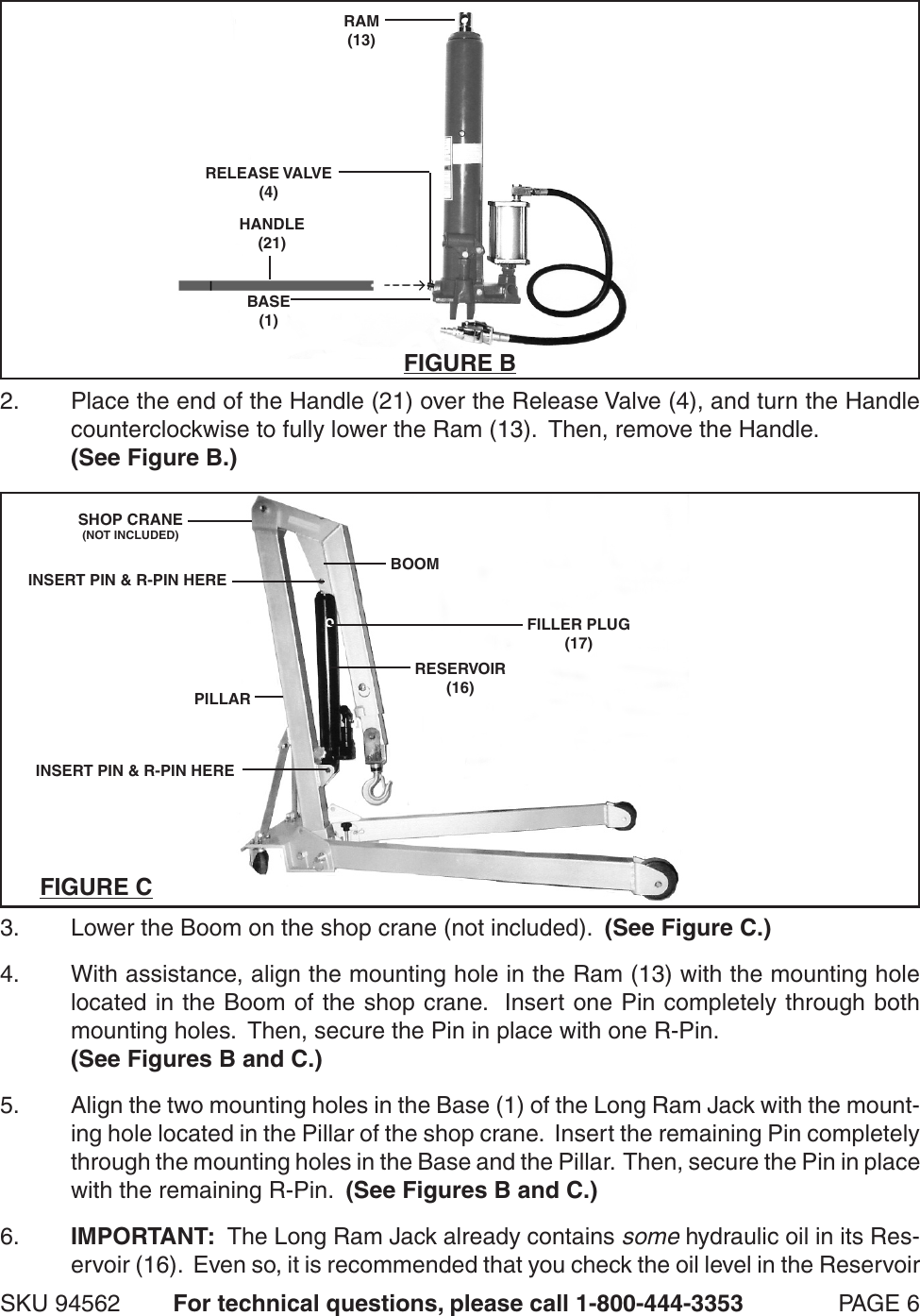 Page 6 of 12 - Harbor-Freight Harbor-Freight-8-Ton-Long-Ram-Air-Hydraulic-Jack-Product-Manual-  Harbor-freight-8-ton-long-ram-air-hydraulic-jack-product-manual