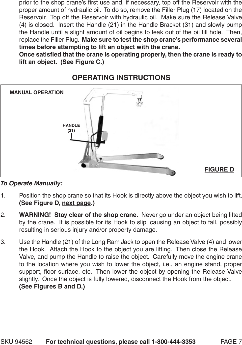 Page 7 of 12 - Harbor-Freight Harbor-Freight-8-Ton-Long-Ram-Air-Hydraulic-Jack-Product-Manual-  Harbor-freight-8-ton-long-ram-air-hydraulic-jack-product-manual