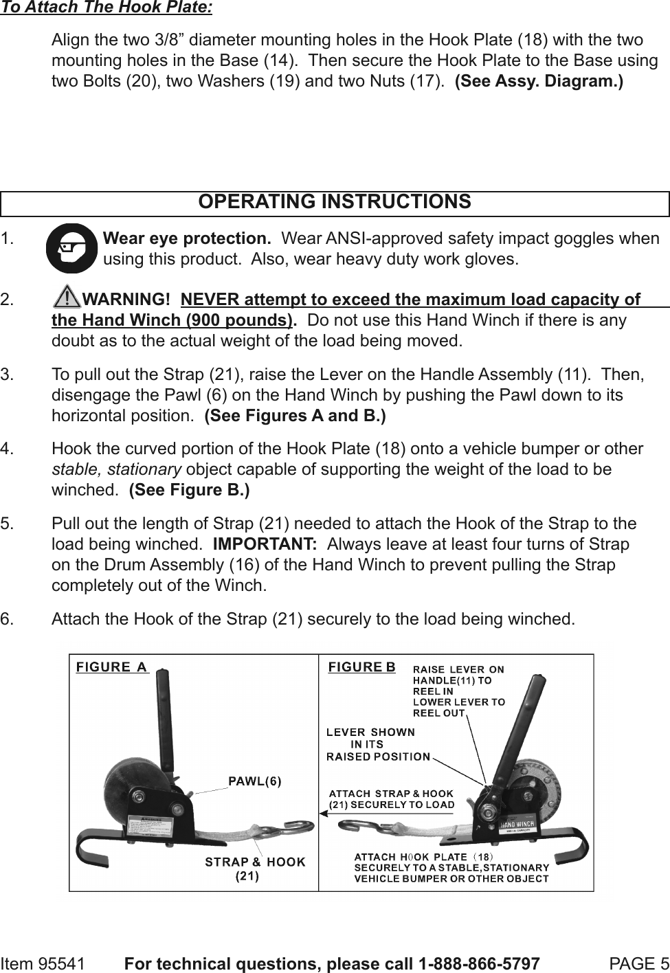 Page 5 of 8 - Harbor-Freight Harbor-Freight-900-Lb-Capacity-Hand-Winch-Product-Manual-  Harbor-freight-900-lb-capacity-hand-winch-product-manual