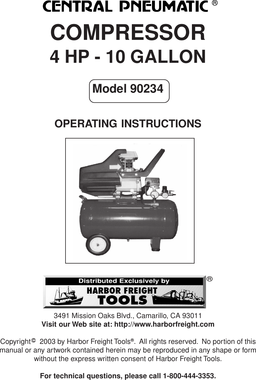 Harbor Freight 90234 Users Manual