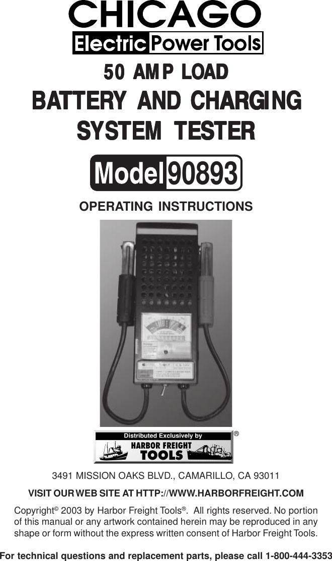 Page 1 of 6 - Harbor-Freight Harbor-Freight-90893-Users-Manual- 90636  Harbor-freight-90893-users-manual