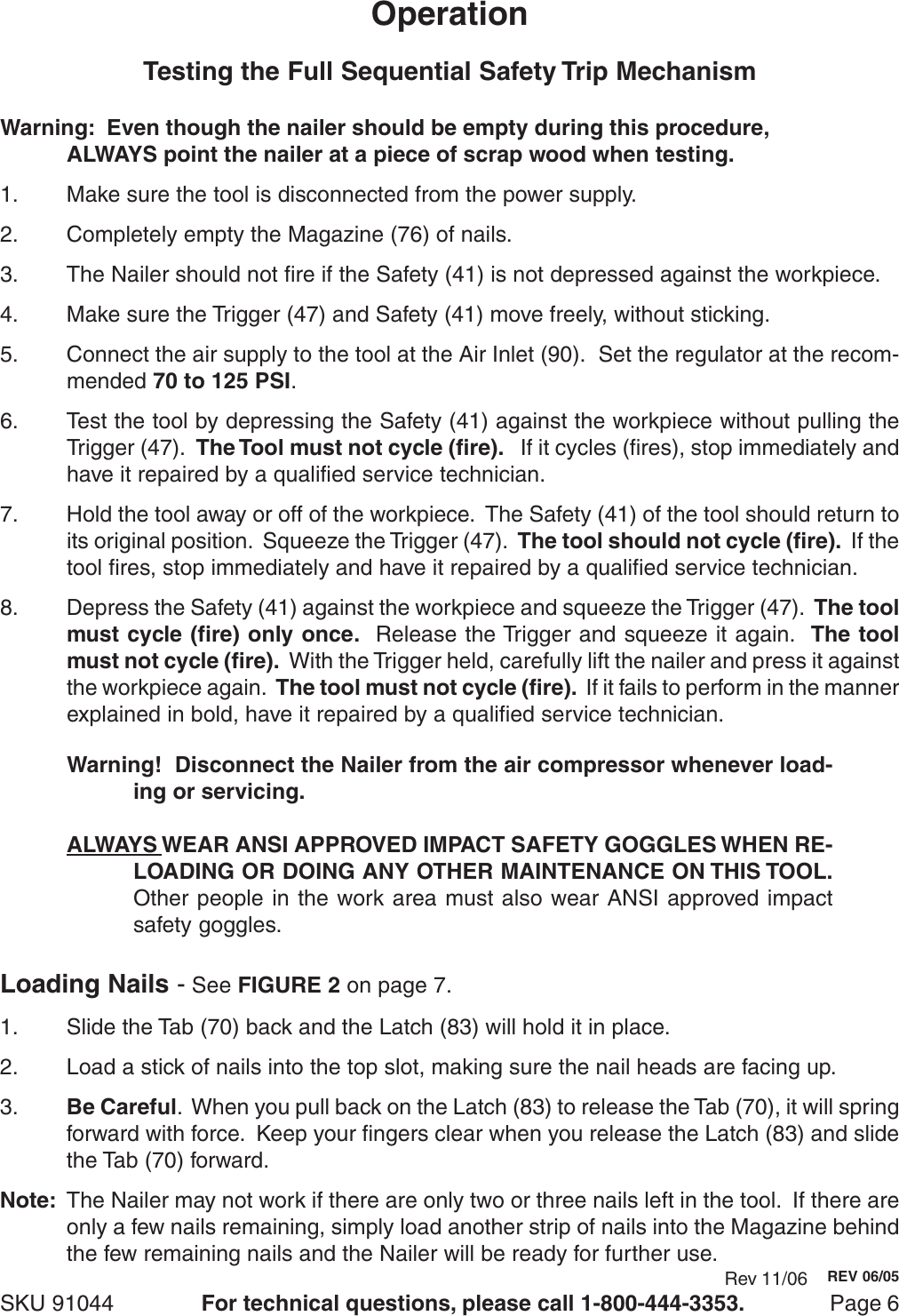 Page 6 of 12 - Harbor-Freight Harbor-Freight-91044-Users-Manual- 91044 Air Framing Nailer Manual  Harbor-freight-91044-users-manual