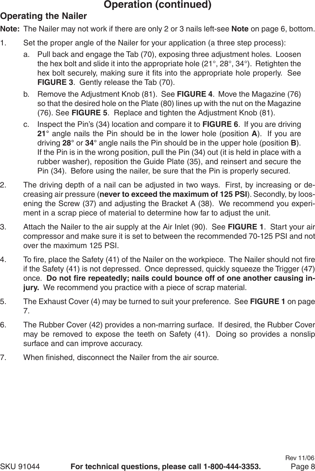 Page 8 of 12 - Harbor-Freight Harbor-Freight-91044-Users-Manual- 91044 Air Framing Nailer Manual  Harbor-freight-91044-users-manual