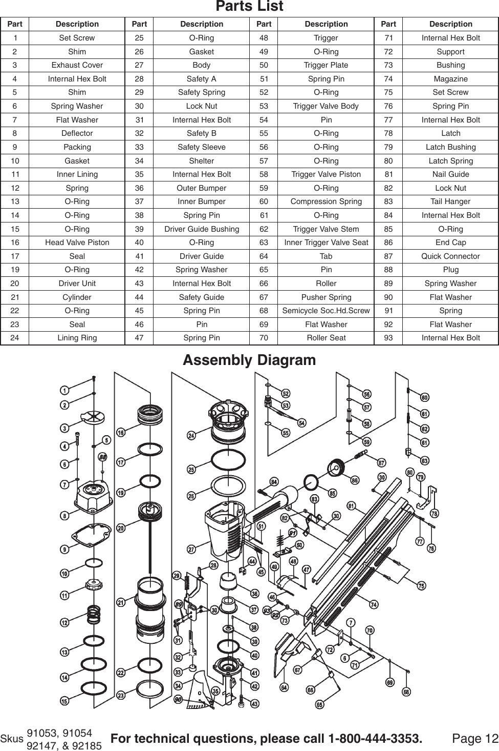 Page 12 of 12 - Harbor-Freight Harbor-Freight-91053-Users-Manual- 91053 54  92147 85 Nailers Harbor-freight-91053-users-manual