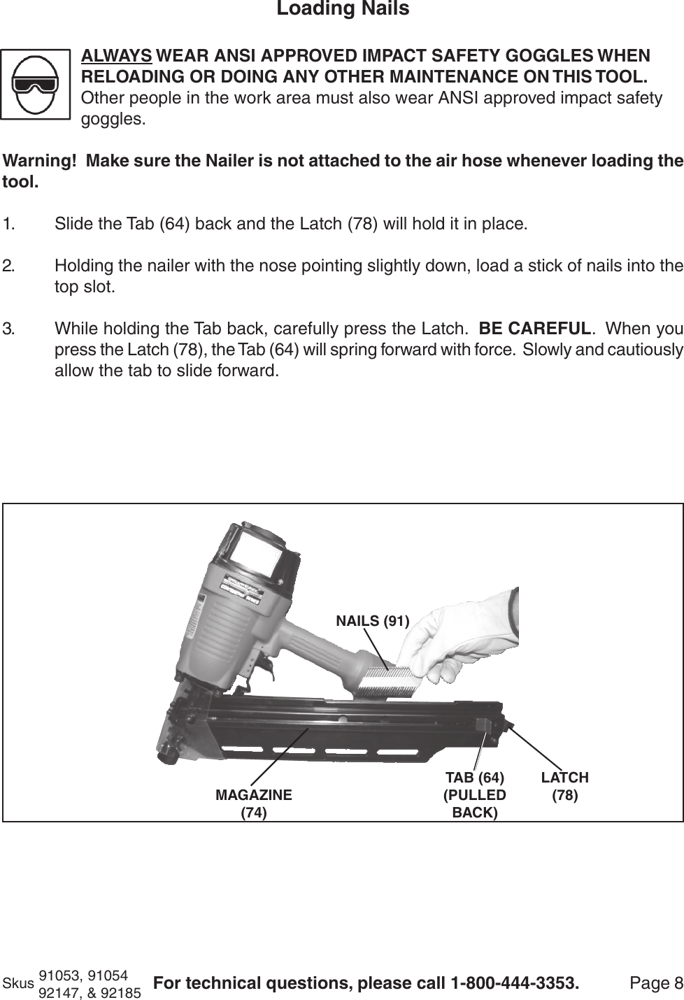 Page 8 of 12 - Harbor-Freight Harbor-Freight-91053-Users-Manual- 91053 54  92147 85 Nailers Harbor-freight-91053-users-manual