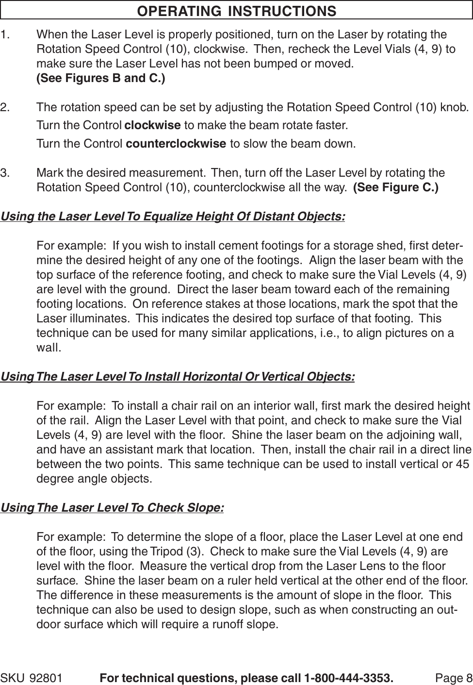 Page 8 of 9 - Harbor-Freight Harbor-Freight-92801-Users-Manual- 92801 Rotary Laser Level Harbor-freight-92801-users-manual