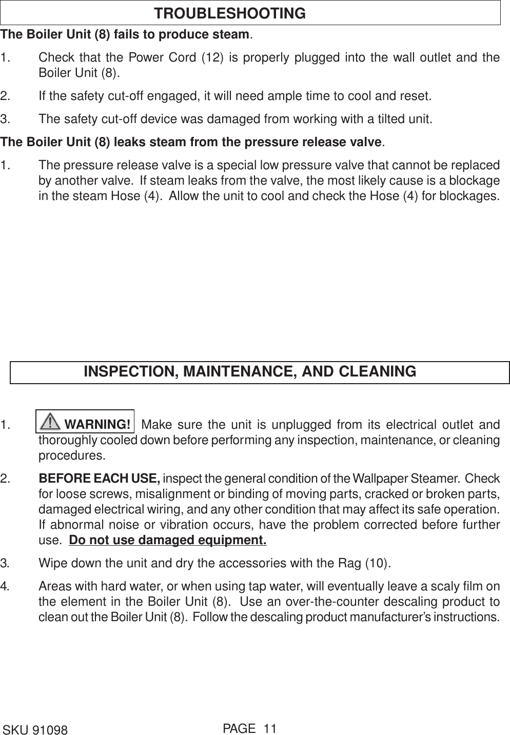 Page 11 of 12 - Harbor-Freight Harbor-Freight-93011-Users-Manual- 91098  Harbor-freight-93011-users-manual