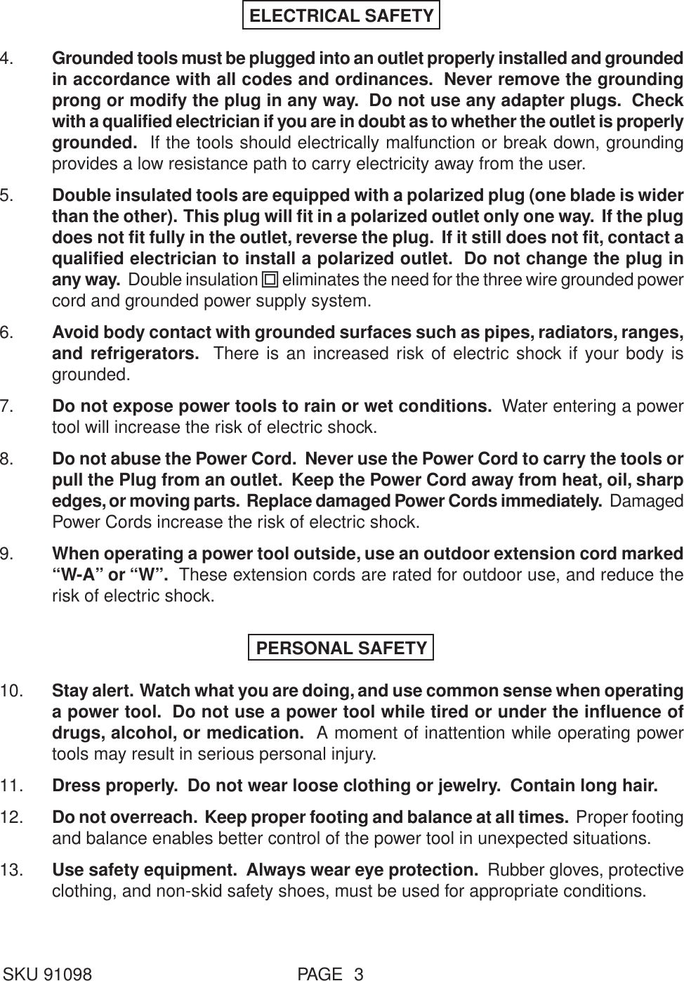 Page 3 of 12 - Harbor-Freight Harbor-Freight-93011-Users-Manual- 91098  Harbor-freight-93011-users-manual