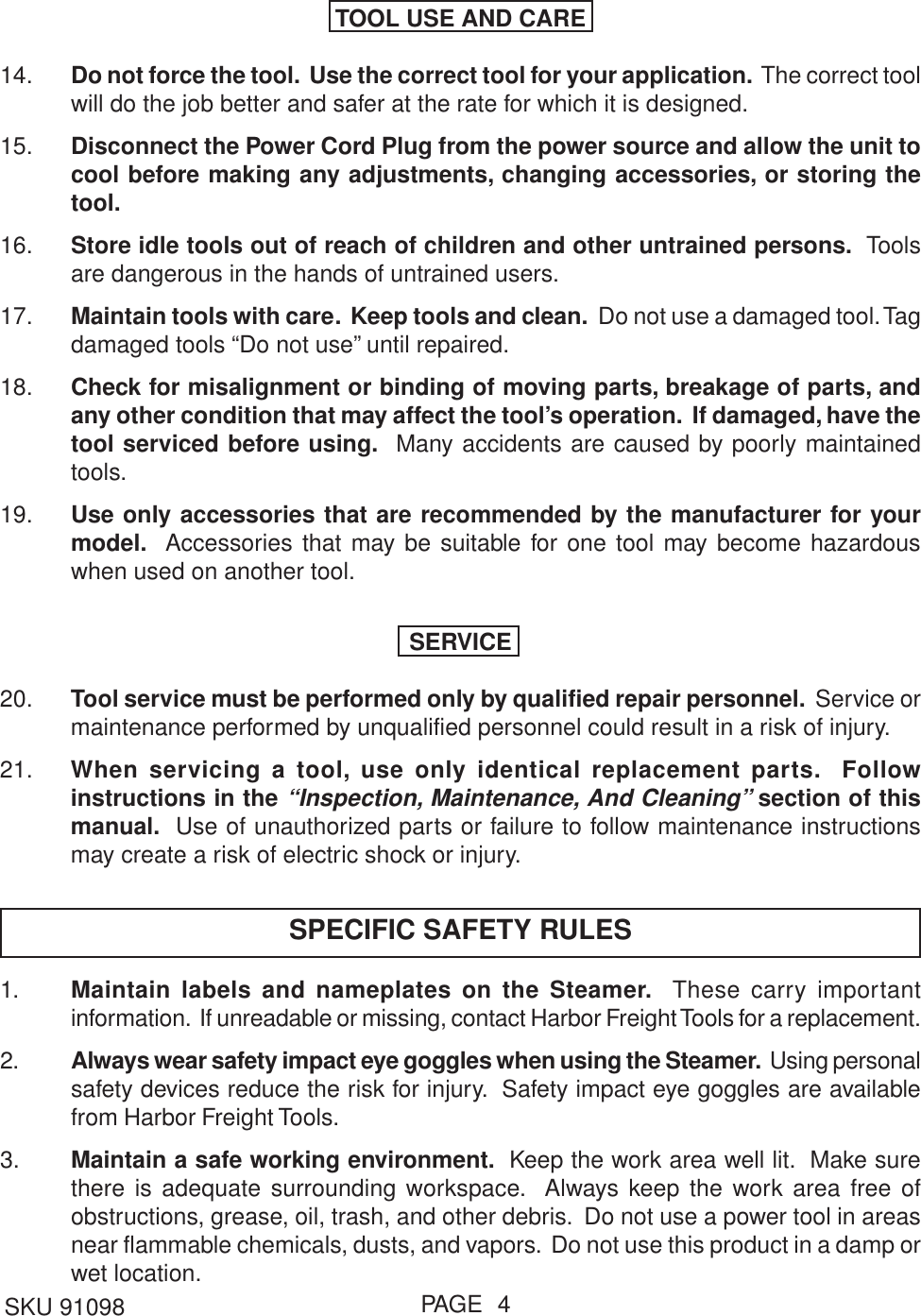 Page 4 of 12 - Harbor-Freight Harbor-Freight-93011-Users-Manual- 91098  Harbor-freight-93011-users-manual