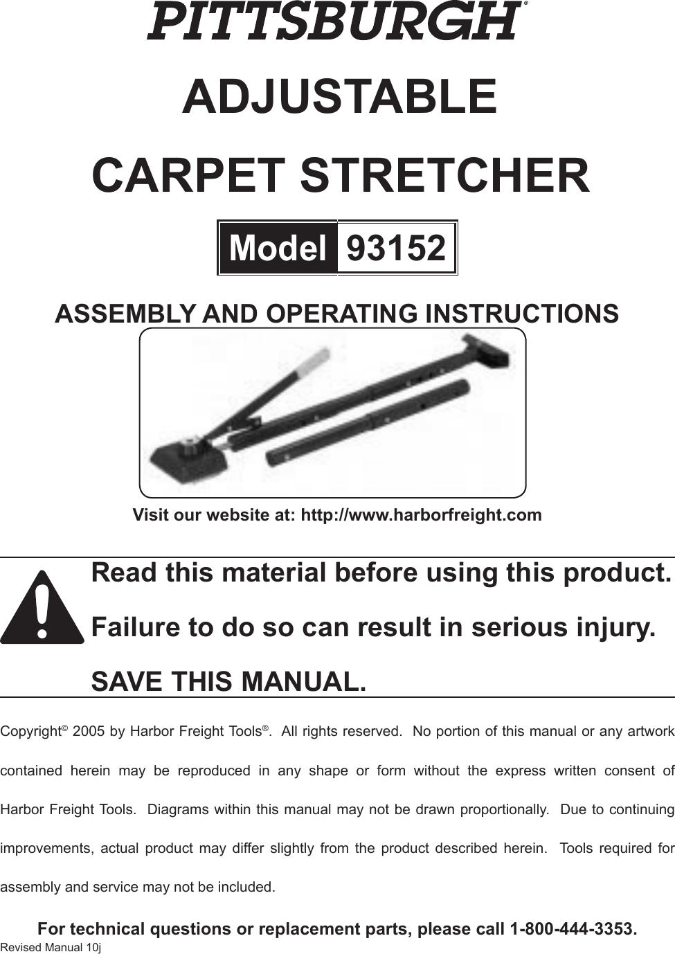 Page 1 of 7 - Harbor-Freight Harbor-Freight-93152-Owner-S-Manual